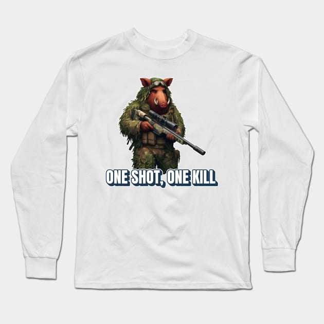 Sniper Wild Boar Long Sleeve T-Shirt by Rawlifegraphic